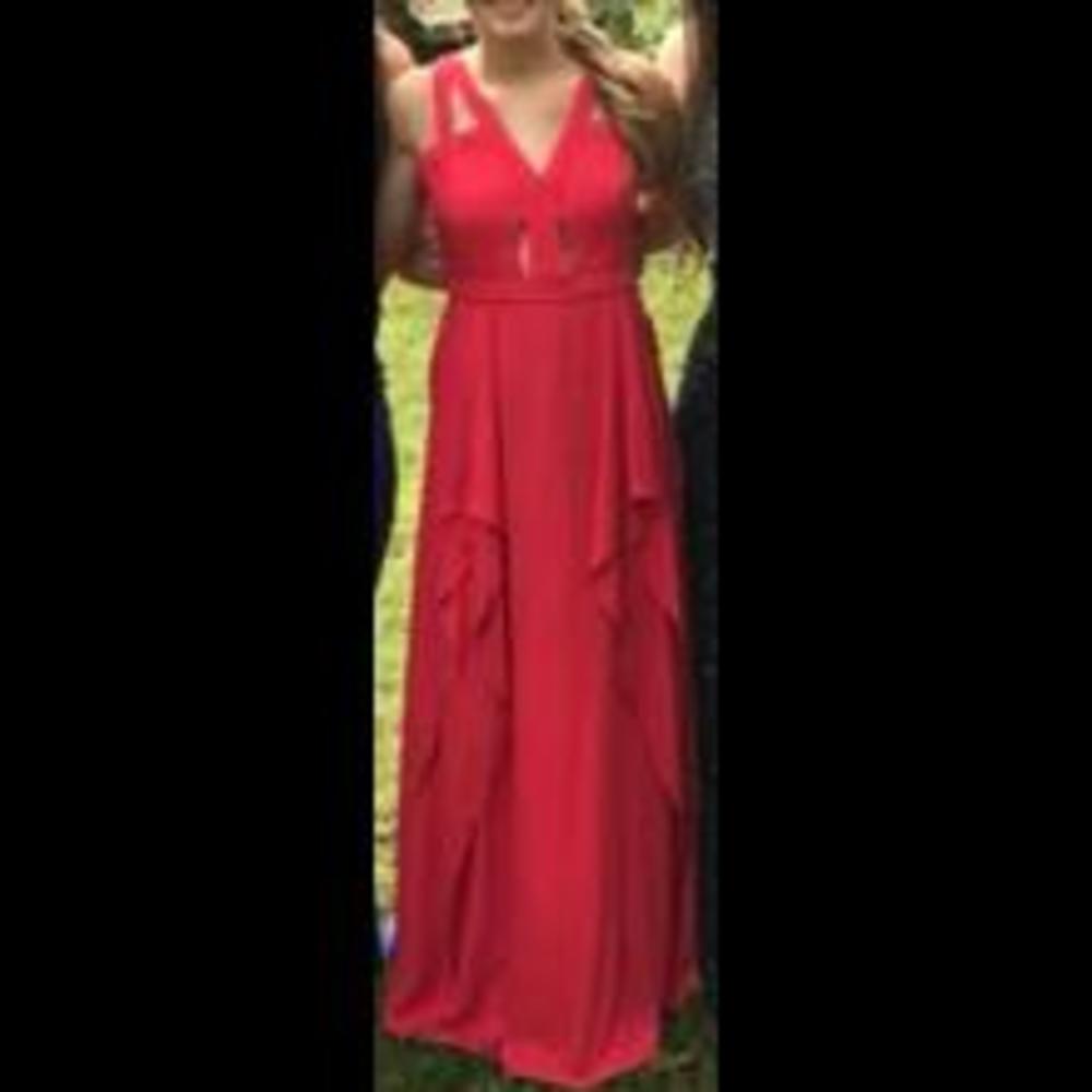 BCBGMAXAZRIA Juliana Cutout Double Split Front Gown in Lipstick Red NWT Size 4
